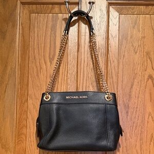 Michael Kors Black Shoulder Bag with Gold Chain